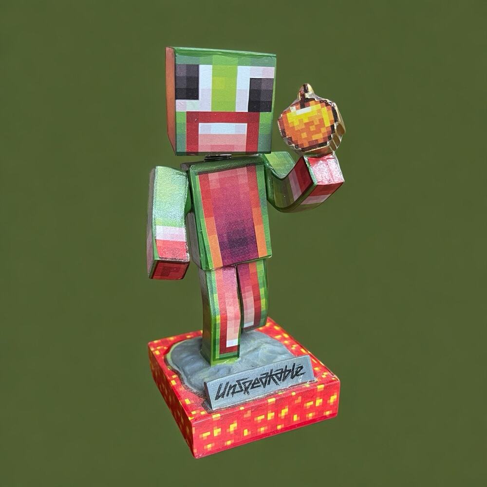 Unspeakable Green Big Mouth Guy Bobble Head Resin Statue Figure Minecraft Player